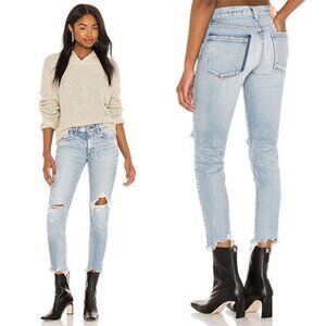 NEW Moussy Vintage Altawoods Distressed Skinny Jeans Light Blue Size: 29